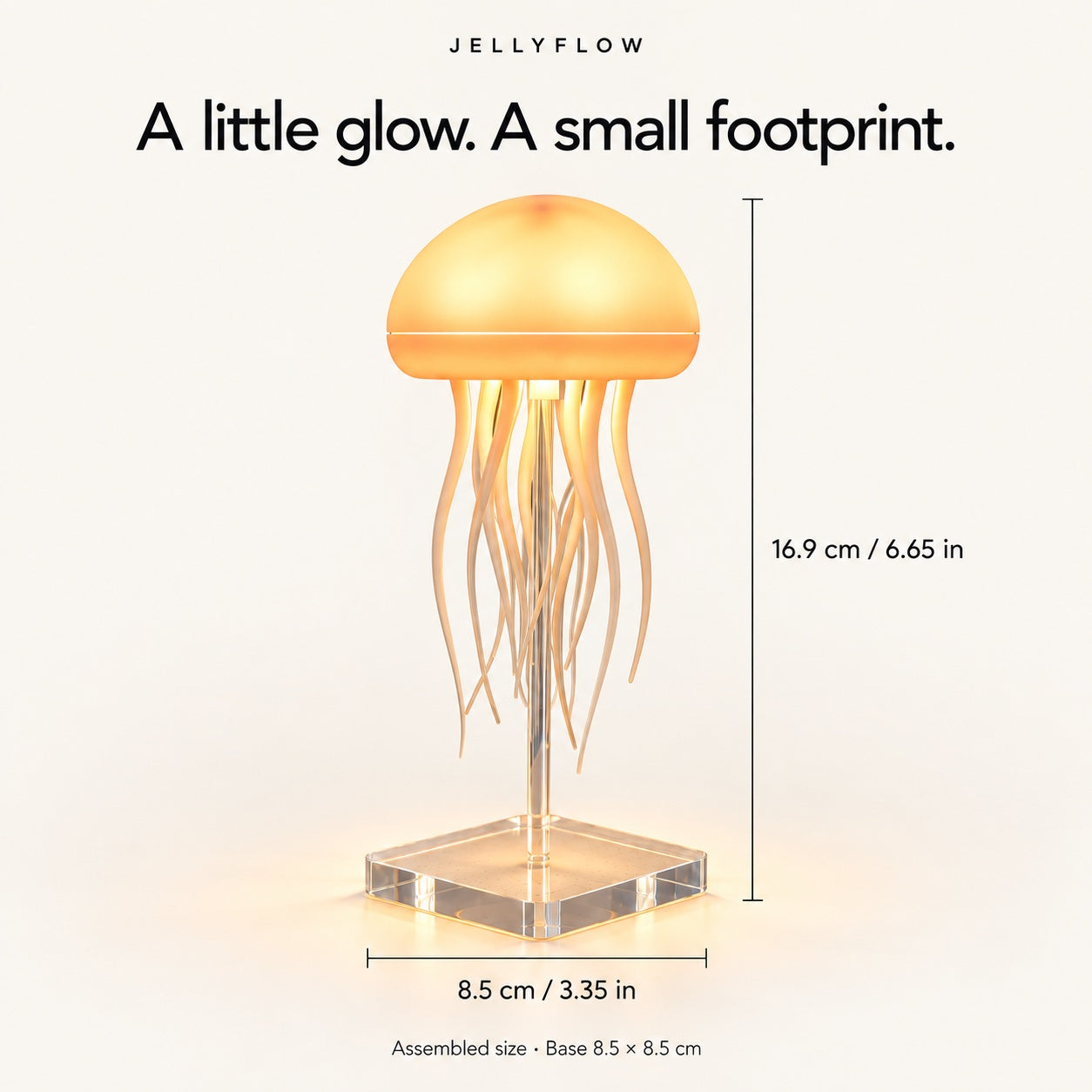 Assembled lamp dimensions including the stand