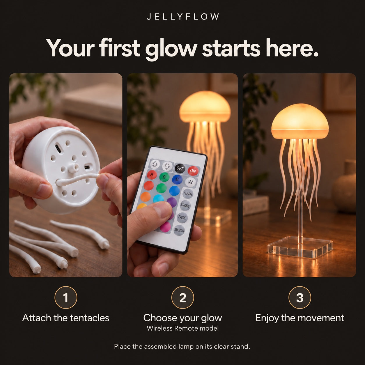 Your first glow starts here, three-step Jellyflow setup